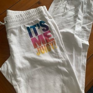 Authentic juicy sweatsuit. Sweatpants material. Sz med top and sz sm bottom.